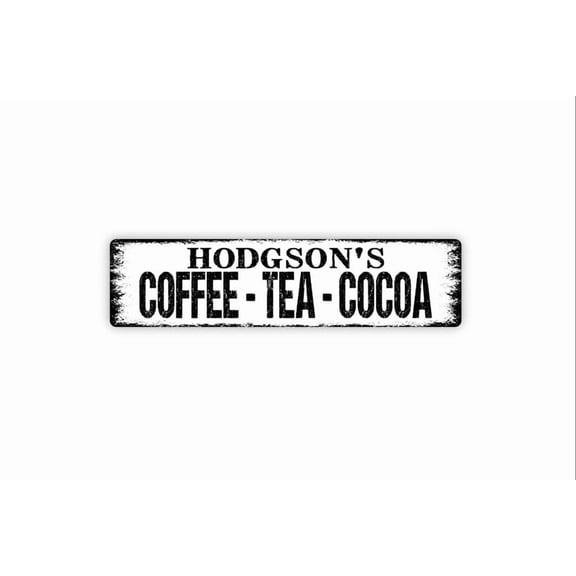 Coffee Tea Cocoa Sign - Rustic Metal Street Sign or Door Name Plate Plaque - Size: 16 x 4 Inches