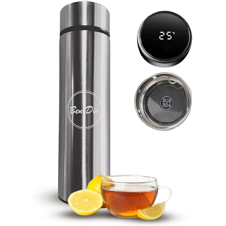 Coffee Thermos,Coffee Bottle,Tea Infuser Bottle,Smart Sports Water Bottle  with LED Temperature Display,Double