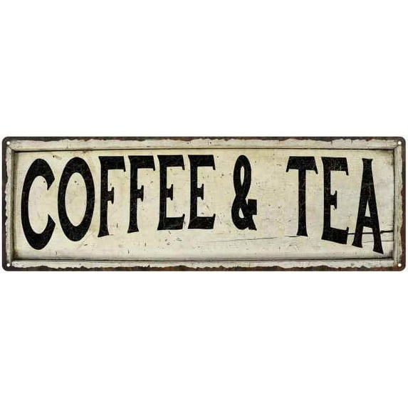 Coffee & Tea Vintage Look Farm House Wall Décor 6x18 Metal Sign 206180028066