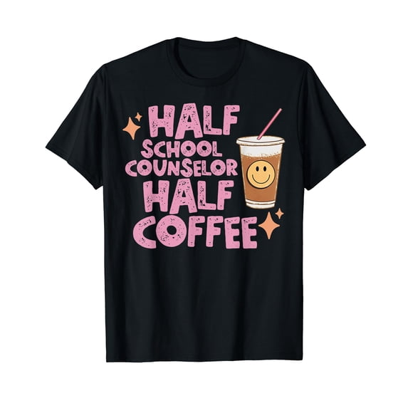 Coffee Teach Repeat Half School Counselor Half Coffee T-Shirt