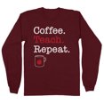 thumbnail image 1 of Coffee Teach Repeat Long Sleeve Shirt Unisex Large Maroon, 1 of 5