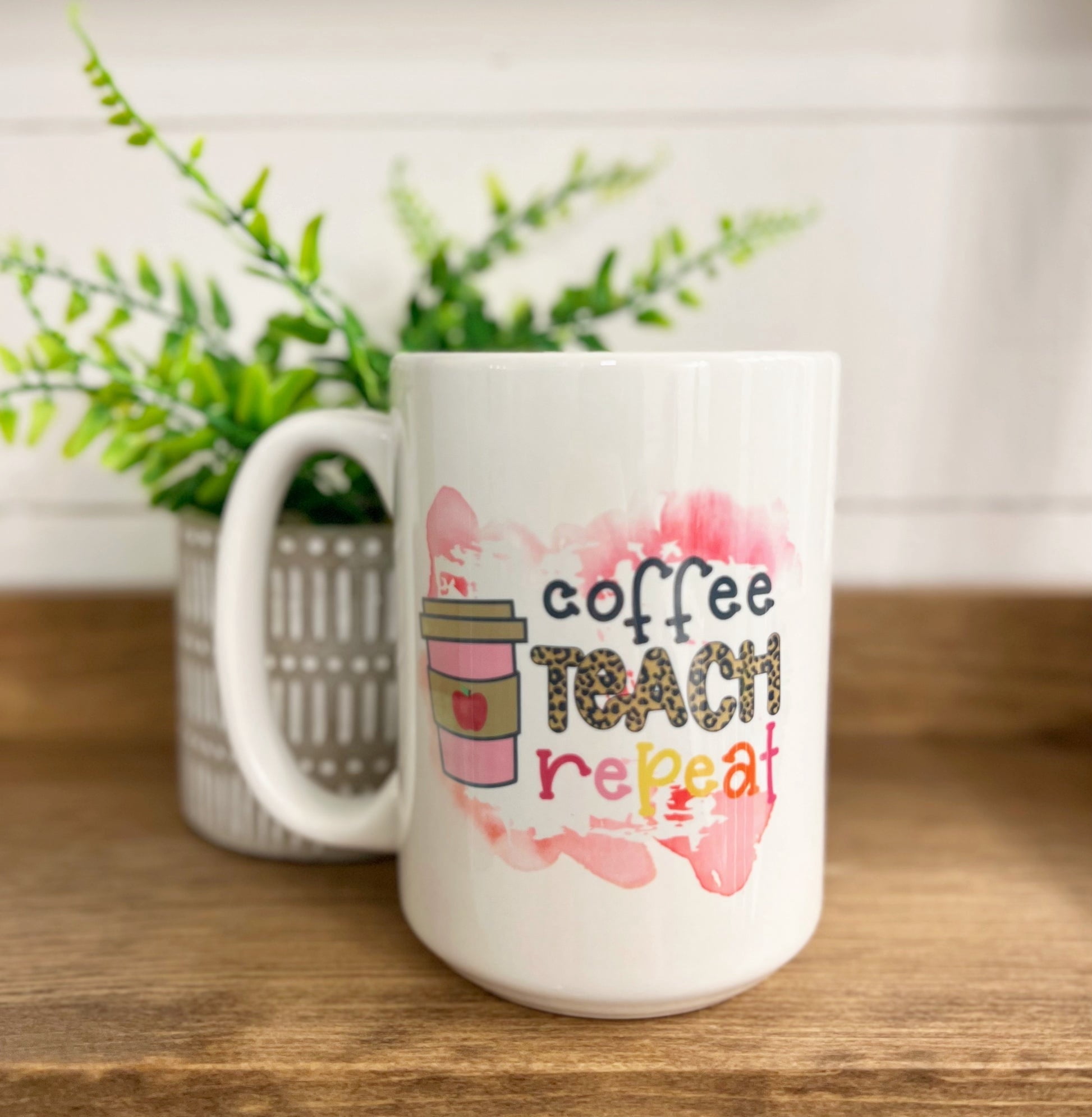 Coffee Teach Repeat Mug, Funny Teacher Coffee Cup, Back to School ...