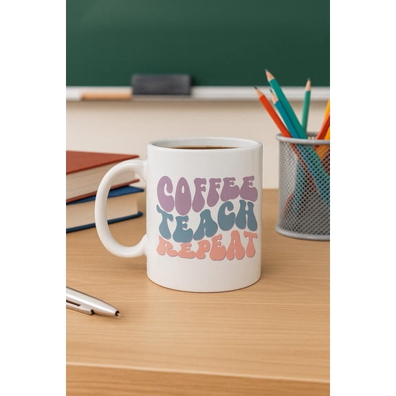 Coffee Teach Repeat Mug TeaC1her Gift Pastel R TeaC1her Mug TeaC1her Appreciation Gift Coffee Lover Gift for EduC1Ators