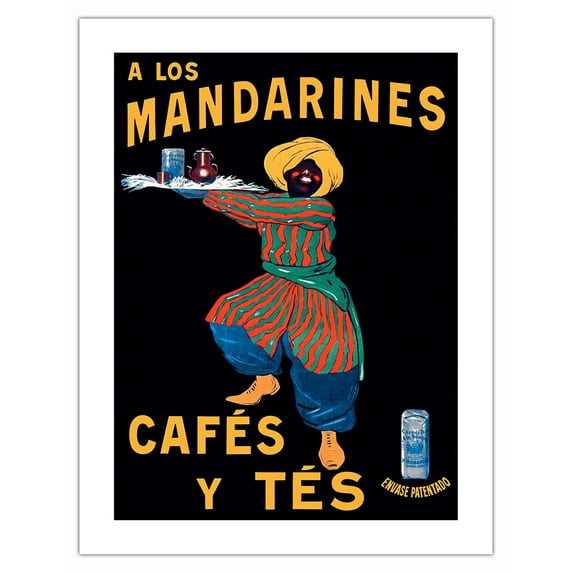 Coffee and Teas (Cafés Y Tés) - À los Mandarines - Vintage Spanish Advertising Poster by Leonetto Cappiello c.1908 - Bamboo Fine Art 290gsm Paper (Unframed) 17x22in
