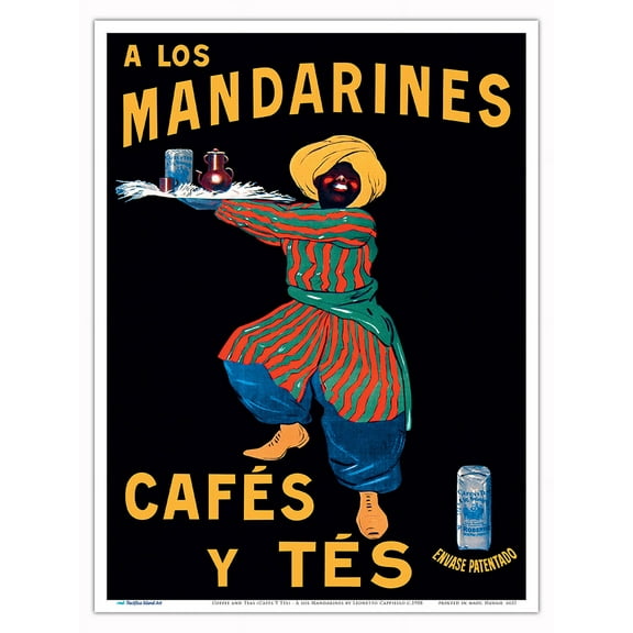 Coffee and Teas (Cafés Y Tés) - À los Mandarines - Vintage Spanish Advertising Poster by Leonetto Cappiello c.1908 - Master Art Print (Unframed) 9in x 12in