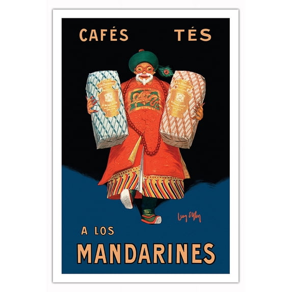 Coffee and Teas at the Mandarines (Cafés Tés a los Mandarines) - Vintage French Advertising Poster by Jean d'Ylen c.1927 - Fine Art Matte Paper Print (Unframed) 30x44in