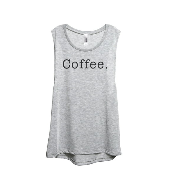 Coffee. Text Women's Fashion Sleeveless Muscle Workout Yoga Tank Top Sport Grey Small