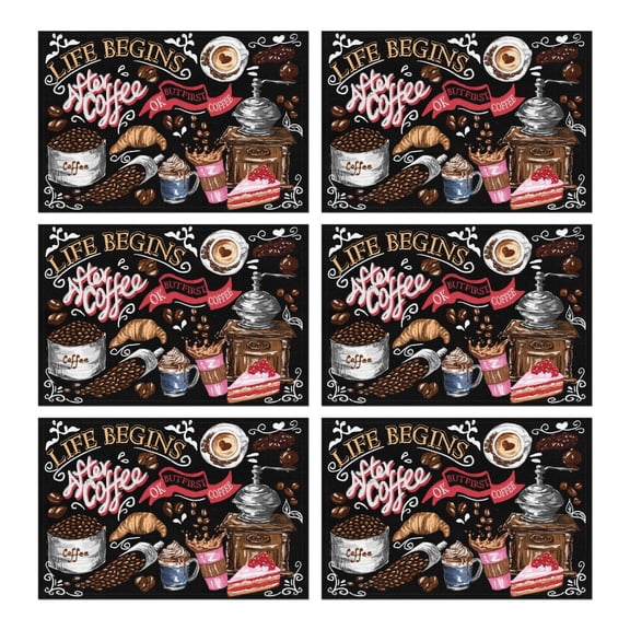 Coffee Theme Farmhouse Place Mats Table Mats for Outdoor Tables Desk Halloween Gifts Rustic Vintage Table Placemats