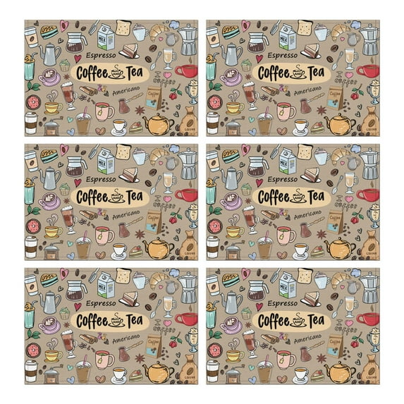 Coffee Theme Food Placemats for Dining Table Durable Placemats for Restaurant Valentines Gift Party Christmas Cute Funny Dinner Mats