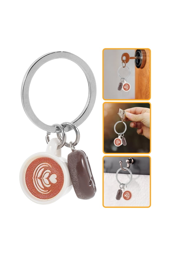 Coffee Theme Keychain Coffee Cup Coffee Bean Keychain Bag Pendant Key Ring Gift
