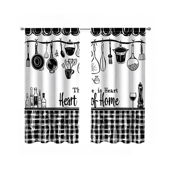 Coffee Theme Kitchen Cafe Curtain Pair, Two Panels, 23.62 x 59.06 in, Coffee Theme, soft textile panel, decorative printed finish