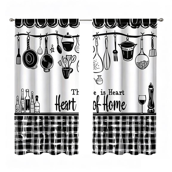Coffee Theme Kitchen Cafe Curtain Pair, Two Panels, 29.53 x 65.35 in, Coffee Theme, soft textile panel, decorative printed finish
