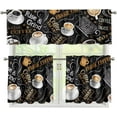 thumbnail image 1 of Coffee Theme Kitchen Curtain Valance and Tiers Set Small Window Treatment Valance Curtain Insulated Drapes with 2 Tiers Curtains for Kitchen Bathroom Living Room, 1 of 6