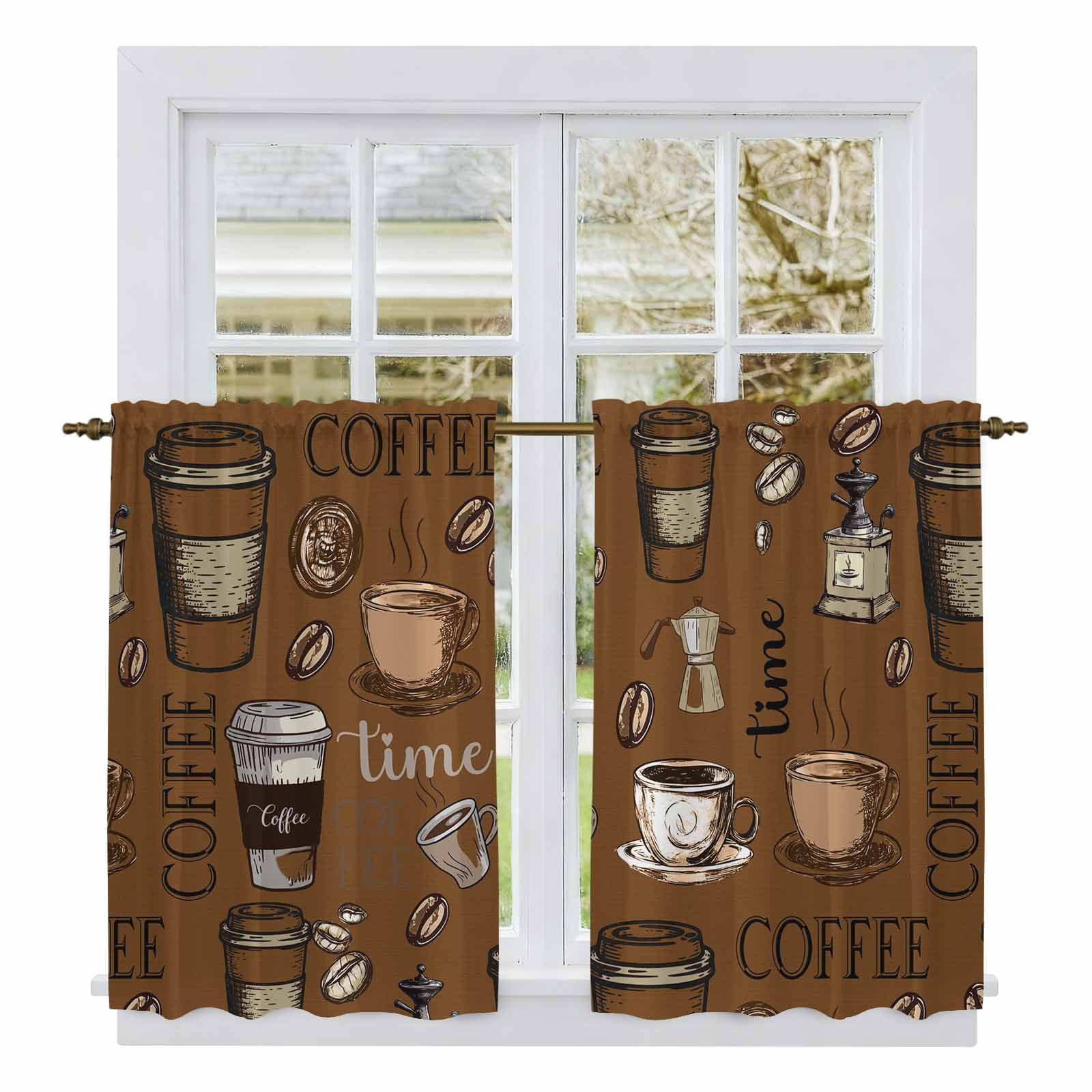 Coffee Themed Kitchen Curtains
