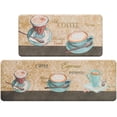 thumbnail image 1 of Coffee Theme Kitchen Rug Set 2 Pieces, Cushioned Anti-Fatigue Kitchen Floor Mats Waterproof Easy to Clean Comfort Standing Kitchen Mat Set (Beige), 1 of 6