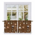 thumbnail image 1 of Coffee Theme Tier Curtains, Funny Brown Vintage Beans Latte Tea Cup Light Filtering Kitchen Curtains, 2Pcs Rod Pocket Half Window Treatments Panels for Sink Cafe Cabinet Camper 27.5x36 Inches, 1 of 9