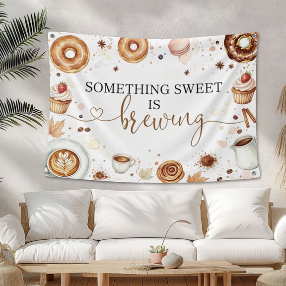 Coffee Themed Baby Shower Backdrop Something Sweet is Brewing 7x5ft Coffee Donut Baby Shower Decorations Photography Background Photo Booth Props 3.3*5FT