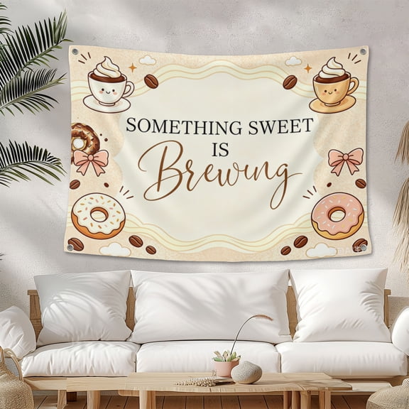 Coffee Themed Baby Shower Backdrop Something Sweet is Brewing 7x5ft Coffee Donut Baby Shower Decorations Photography Background Photo Booth Props 3.3*5FT