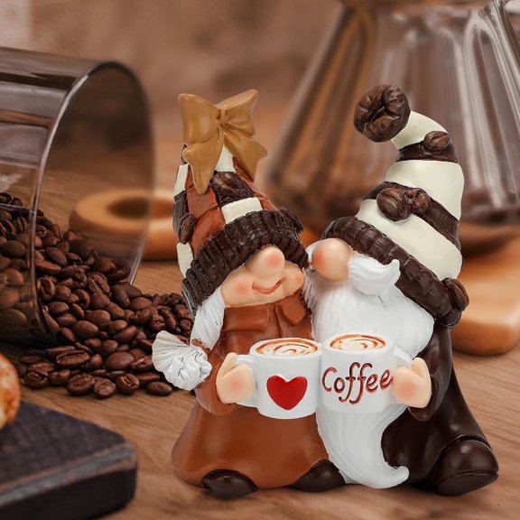 Coffee-Themed Gnome Decorations Seasonal Coffee Bar Accessories for Tiered Trays, Tables & Indoor Home Decor Spring, Summer & Fall Gifting