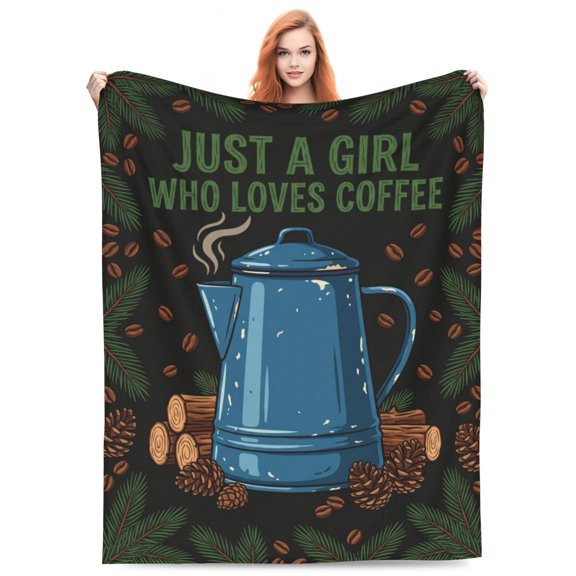 Coffee Throw Blanket, Coffee Inspired Pattern Design, Soft Cozy Flannel Blanket for Bedroom Sofa Couch Home Decor 50x40