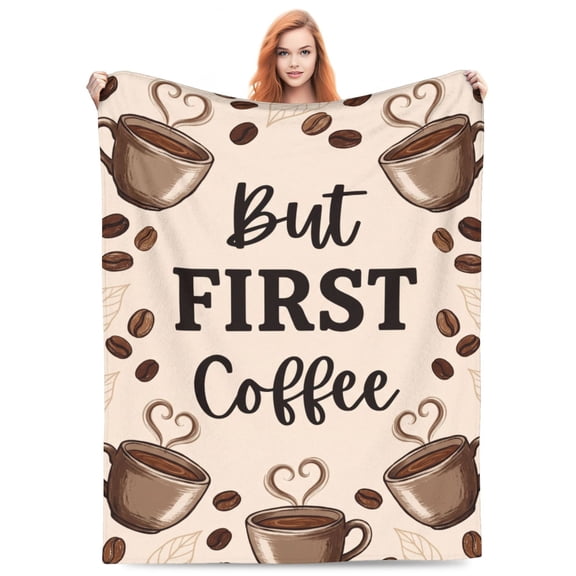 Coffee Throw Blanket Fuzzy Soft Flannel Plush Warm Stuff for Coffee Lovers Sofa Couch 50x40