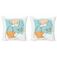 thumbnail image 1 of Coffee Throw Pillow Cushion Cover Pack of 2, Hand Drawn Randomly Scribbled Lady with a Steaming Cup in Hand, Zippered Double-Side Digital Print, 4 Sizes, Pale Blue Apricot, by Ambesonne, 1 of 2