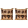 thumbnail image 1 of Ambesonne Coffee Throw Pillow Cover 2 Pack, Ground Coffee Heart Beans, 24", Dark Brown Pale Caramel, 1 of 2