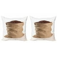 thumbnail image 1 of Coffee Throw Pillow Cushion Cover Pack of 2, Picturesque of a Sack Standing on a Plain Background Filled with Beans, Zippered Double-Side Digital Print, 4 Sizes, Tan Brown and White, by Ambesonne, 1 of 2