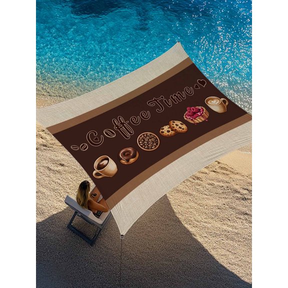 Coffee Time Beans Sun Shade Sail 12' x 16', Desserts Vintage Linen Texture Farmhouses Rectangle Outdoor Sunshade Canopy, Waterproof UV Block Patio Covers for Garden Yard Beach