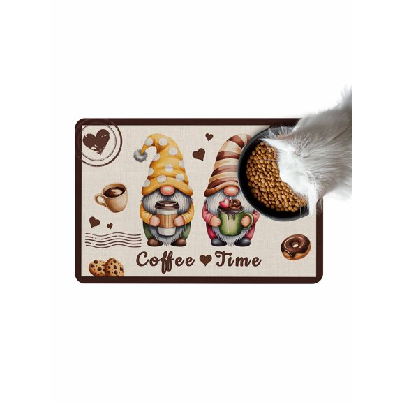 Coffee Time Doormat Country Coffee Time Dessert Bean Cookie Donuts Plaid Non Slip Diatomaceous Earth Door Mat Absorbent Quick Dry Soft Washable Entrance Rug for Bathroom Laundry Room 16"x24"