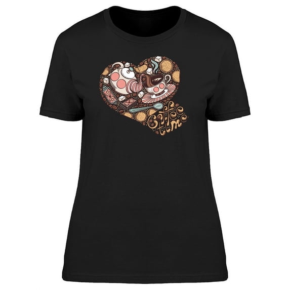 Coffee Time Heart Doodles T-Shirt Women -Image by Shutterstock, Female Medium
