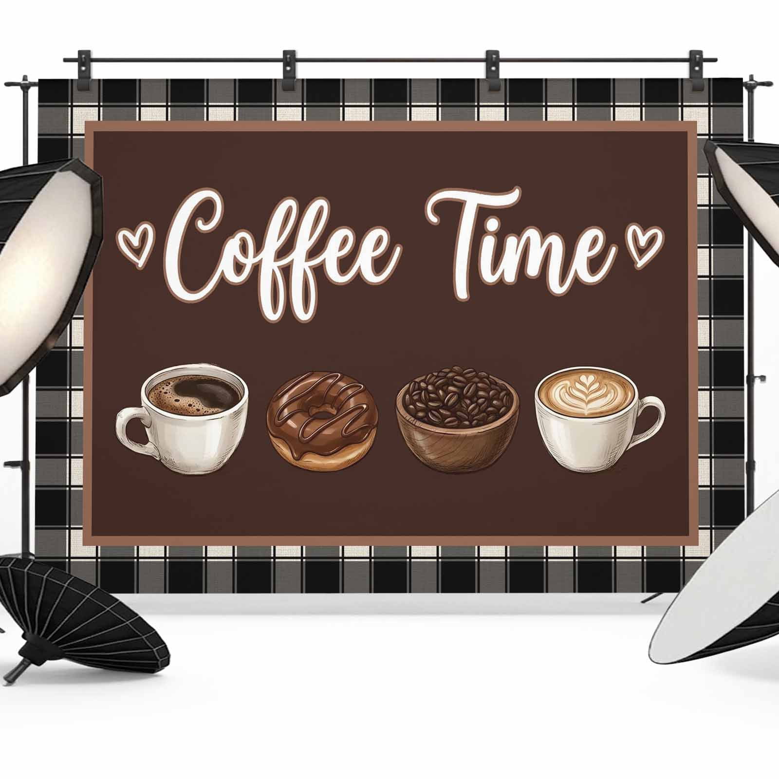 Coffee Time Photography Backdrop 7x5FT, Retro Brown Coffee Beans Cup ...