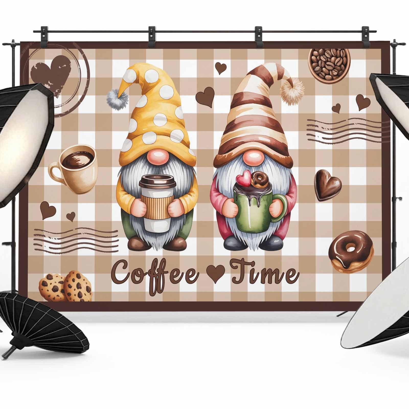 Coffee Time Photography Backdrop 8x6FT, Gnome Desserts Dwarfs Bean ...