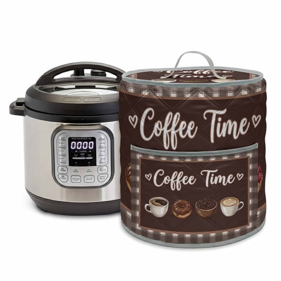 Coffee Time Rice Cooker Cover 8 Quart Retro Brown Coffee Beans Cup ...