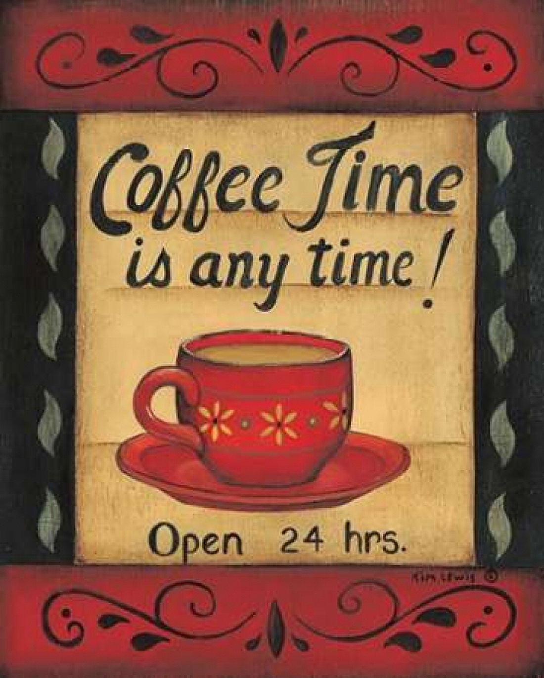 Coffee Time is Any Time Canvas Art - Kim Lewis (24 x 30)