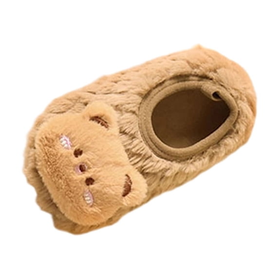 Coffee Toddler Baby Winter Warm Shoes Socks Soft Sole Anti-Slip Crawling Walking Floor Shoes For Boys Girls
