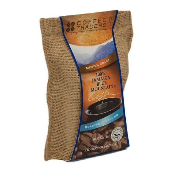 Coffee Traders One-hundred Percent Jamaica Blue Mountain Coffee with Certificate of Origin, Medium Roasted and Ground, 8 Ounce Bag Original 8 Ounce (Pack of 1)