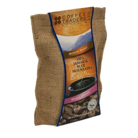 Coffee Traders One-hundred Percent Jamaica Blue Mountain Coffee with Certificate of Origin, Medium Roasted Beans, 8 Ounce Bag