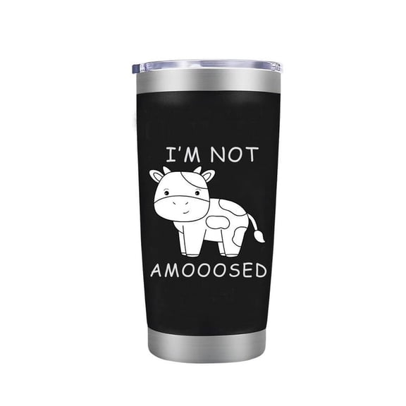 Coffee Travel Tumbler - Engraved Mug Cup Bottle - Unique Birthday Gifts for Women, Cow Lovers, Girls - Cow Stuff, Décor Laser Engraved Not Amooosed