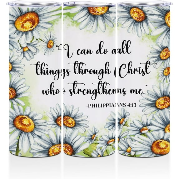 Coffee Tumbler, 20 oz Tumbler Insulated Coffee Mug with Lid, Skinny Stainless Steel Thermal Cup, Slim Vacuum Drinking Cups Travel Mug, Inspirational Gifts Bible Religious Gifts for Water Glasses