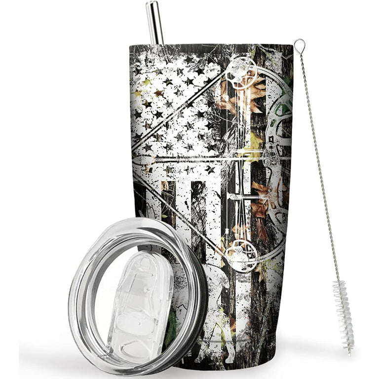 Coffee Tumbler for Men Hunting Deer Tumbler American Flag 20 oz Vacuum  Insulated Stainless Steel Travel Mug Gifts for Men 