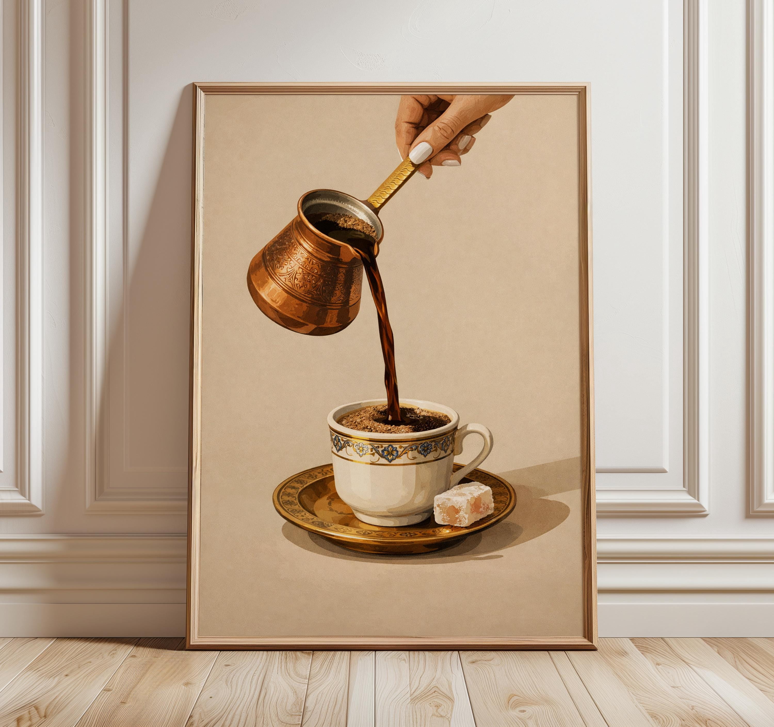 Coffee Turkish Arabic Coffee Pour Neutral Kitchen Cafe Poster , Poster ...