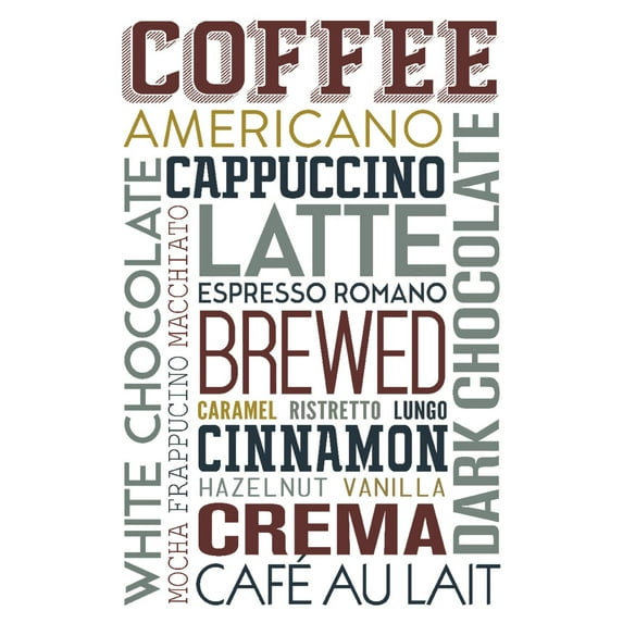 Coffee Typography (9x12 Wall Art Print, Home Decor)