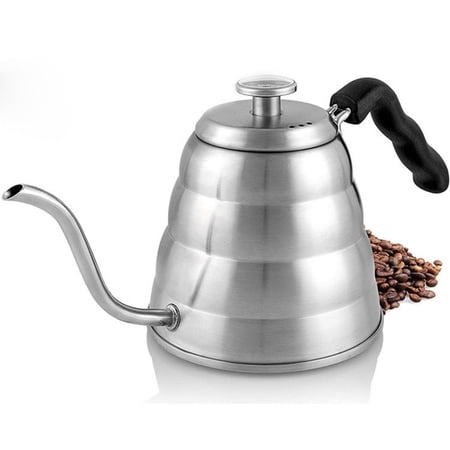 Coffee USA Stainless Steel Pourover Kettle - For Coffee or Tea - with Thermometer for Exact Temperature Control