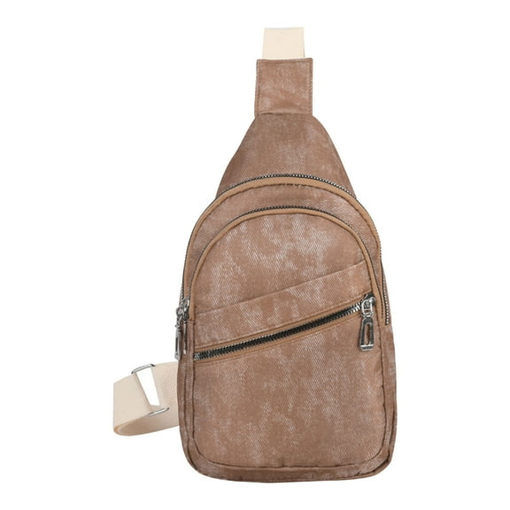 Coffee Unisex Chest Pack For Running Hiking Travel Hands Free Waist Bag 30X17X8Cm Multi-Pocket