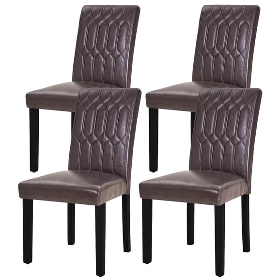 Coffee Upholstered Dining Chairs Set Of 4, Modern PU Leather Parsons Style