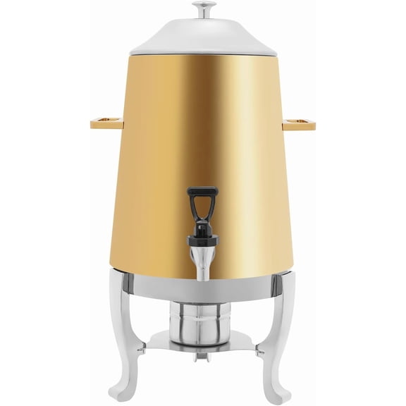 Coffee Urn With Fuel Holder,3.5 Gallon/13L Stainless Steel Beverage Dispensers Hot Drink Dispenser with Stand Coffee Dispenser With Spigot for Coffee Tea Hot Water (Gold Bucket)