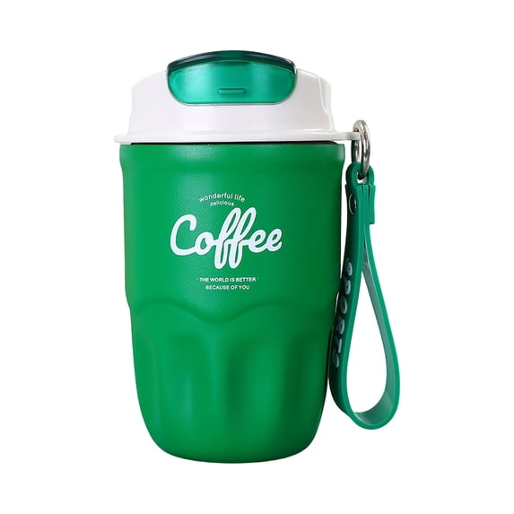 Coffee Vacuum Flask 12oz with Smart Temperature Display, Leak Proof Insulated Travel Mug Stainless Steel Cup for Commute Office Outdoor, Green