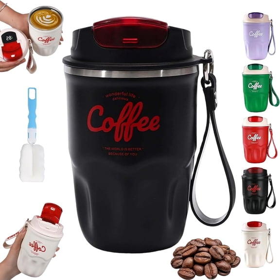 Coffee Vacuum Flask, Portable Coffee Cup with Lid & Handle, Insulated Water Bottle Hot Cold Drinkware, Vacuum Insulated Coffee Flask, Leak-Proof, No Aftertaste