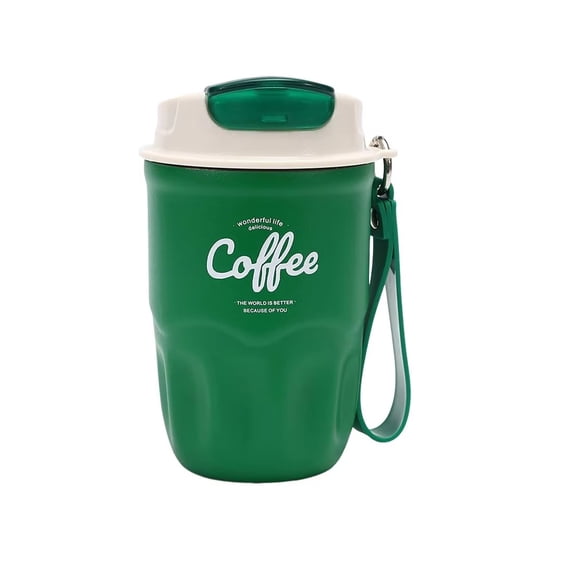Coffee Vacuum Flask, Portable Coffee Cup with Lid & Handle, Stainless Steel Insulated Water Bottle, Travel Coffee Mug for Hot and Cold Drinks (Green)